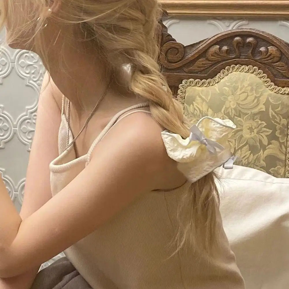 新しいヘアバンドコットンリネン中空刺繍白大腸ヘアバンド弓髪弾性ポニーテールホルダーファッションヘアロープ