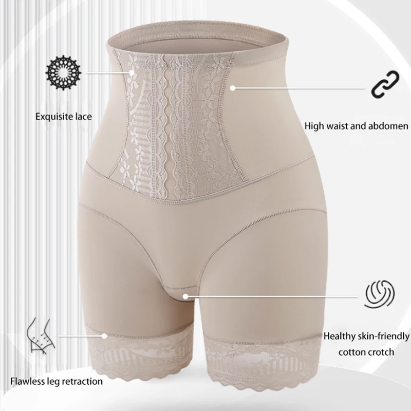 Women High Waist Shaping Panties Tummy Control Shapewear Briefs Postpartum Lace Slimming Underwear Butt Lifter Safety Shorts