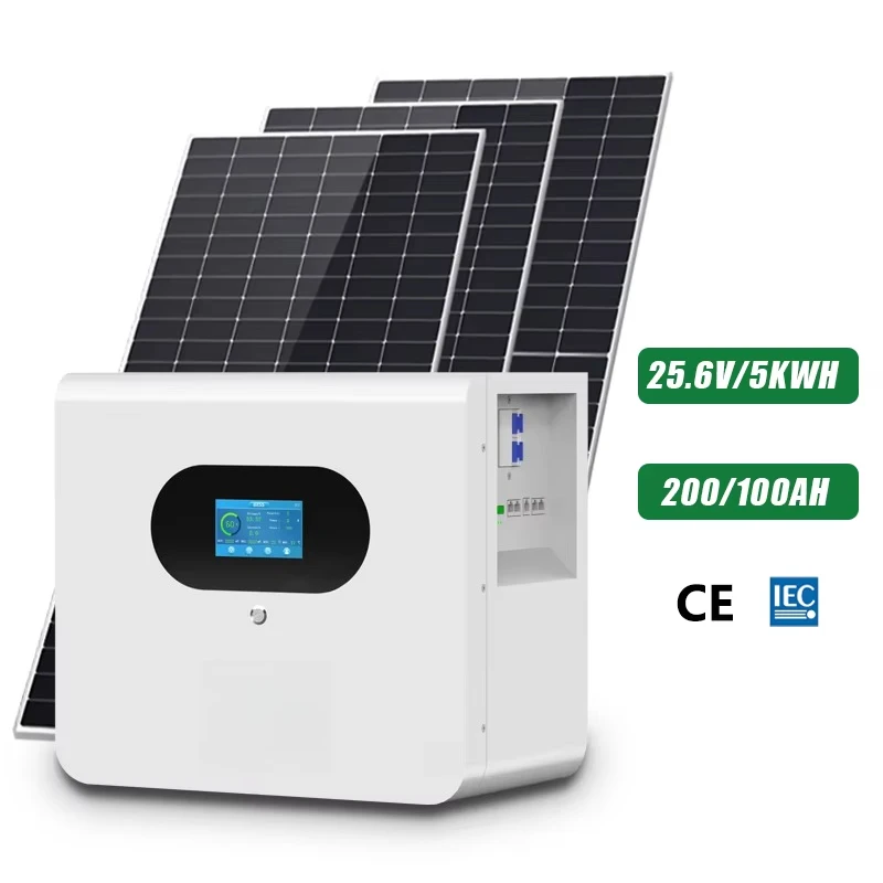 Hybrid 5kw 10kw Solar Home Energy Storage Lithium Ion Battery 24V 48V Range BMS 200AH 100AH Capacity Wall Mounted Can Hybrid