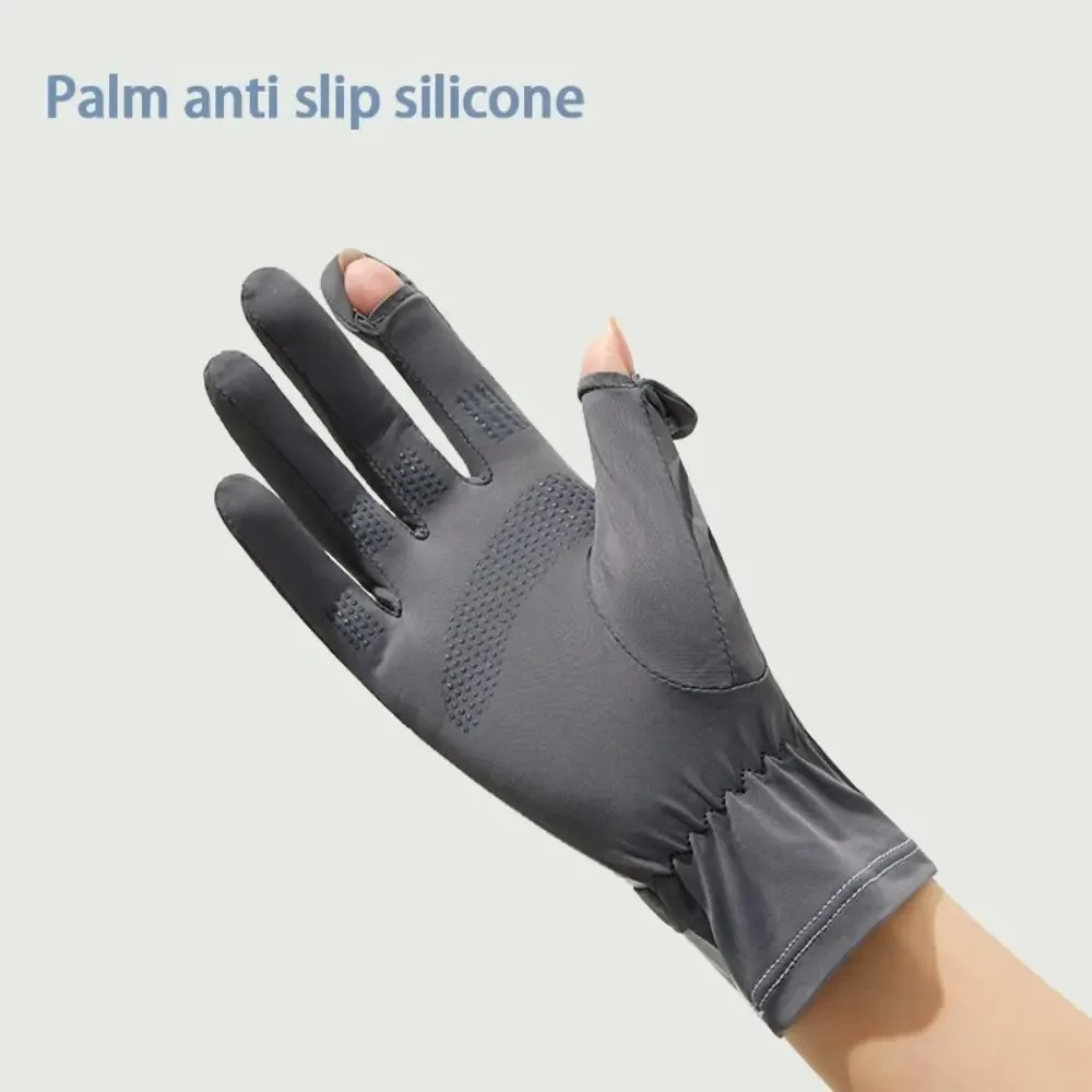 Ледяной шелк, женские солнцезащитные перчатки, анти-УФ-дышащие солнцезащитные перчатки для верховой езды, быстросохнущие летние варежки для вождения с сенсорным экраном