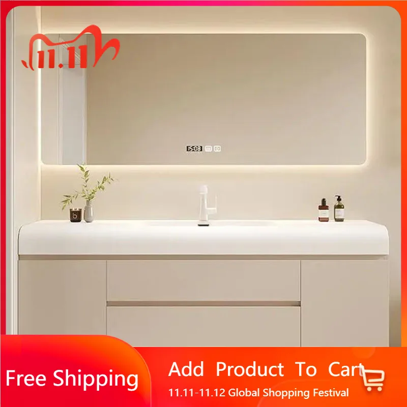 

Aesthetic Bathroom Cabinet Integrated Basin Vanity Medicine Storage Closet Shelf Vanity Organizer Lazy Vestidores Home Furniture