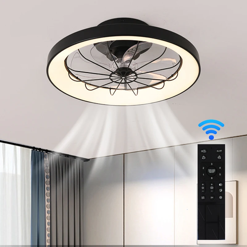 

Embedded Nordic Ceiling Fan, 19 Inches, 6-speed Reversible, 3CCT, Dimmable, Noise Free, Living Room, Bedroom LED Ceiling Light