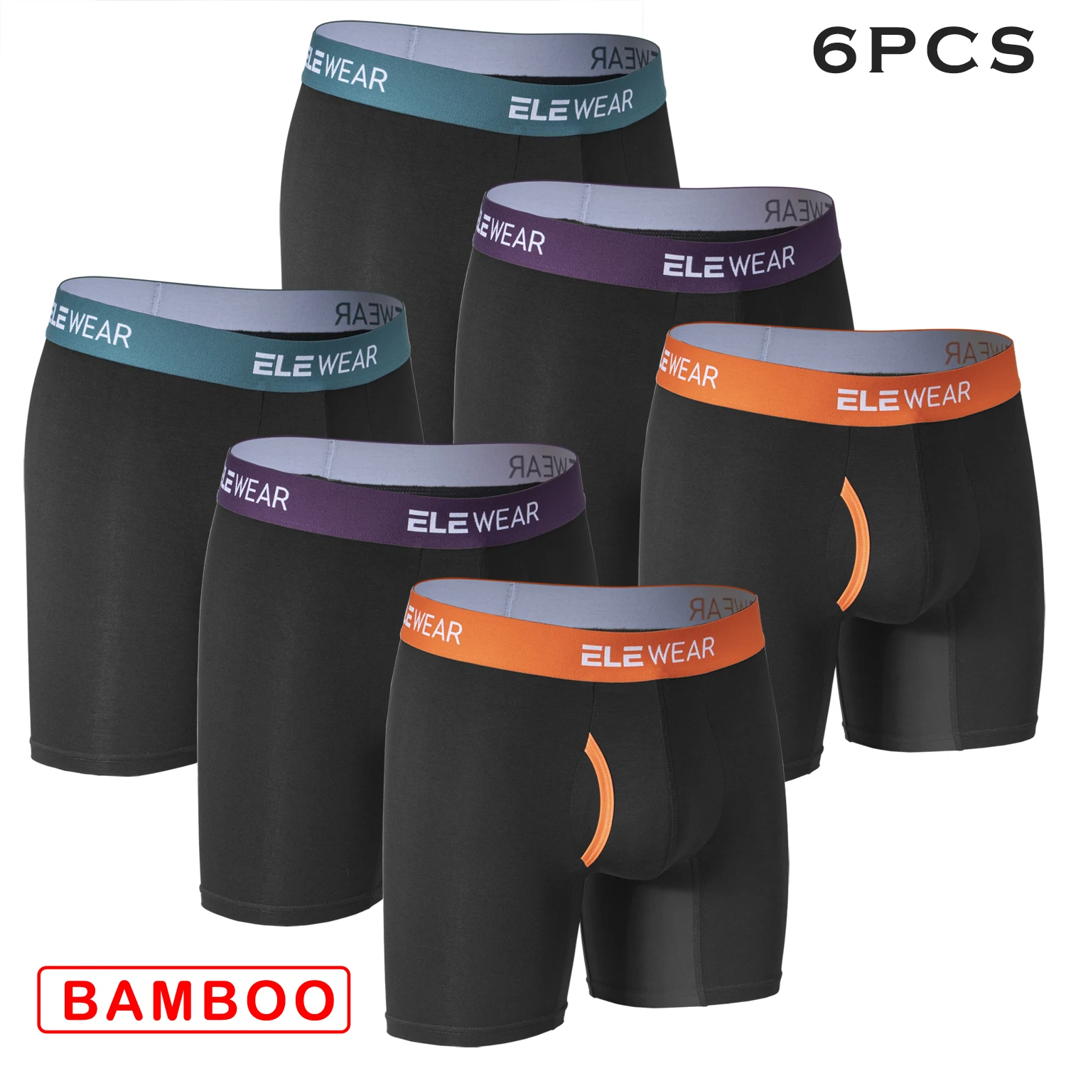 6 قطعة ملابس داخلية للرجال من الخيزران مع فتحة قابلة للتنفس سراويل داخلية للرجال سراويل تحتية مقاس كبير سراويل داخلية عصرية موجزة