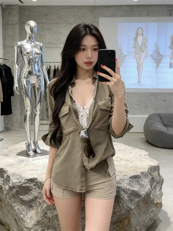 

Comfortable Long Sleeve Collared Workwear Shirt Women's Spring Loose Fit Versatile Thin Sun Protection Top Korean Style