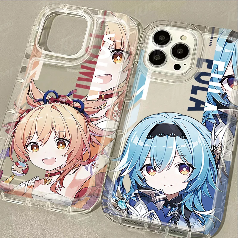 Anime Genshin Impact Hu Tao Case for iPhone 15 14 13 12 11 Pro Max XR XS X 8 7 6 6S Plus SE 2020 Shenhe Clear Protective Cover