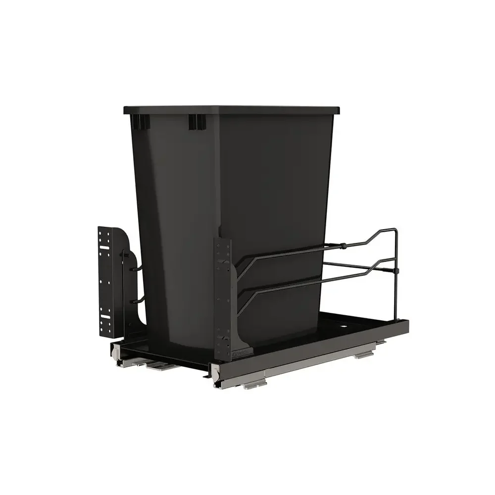 

35L Pullout Kitchen Trash Bin with Soft-Close Slides, 15 Base Cabinet, Black