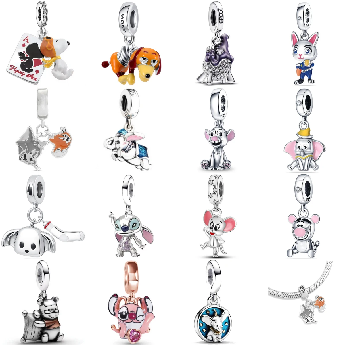 925 Sterling Silver Rabbit Policeman Mouse  Elephant Charms 