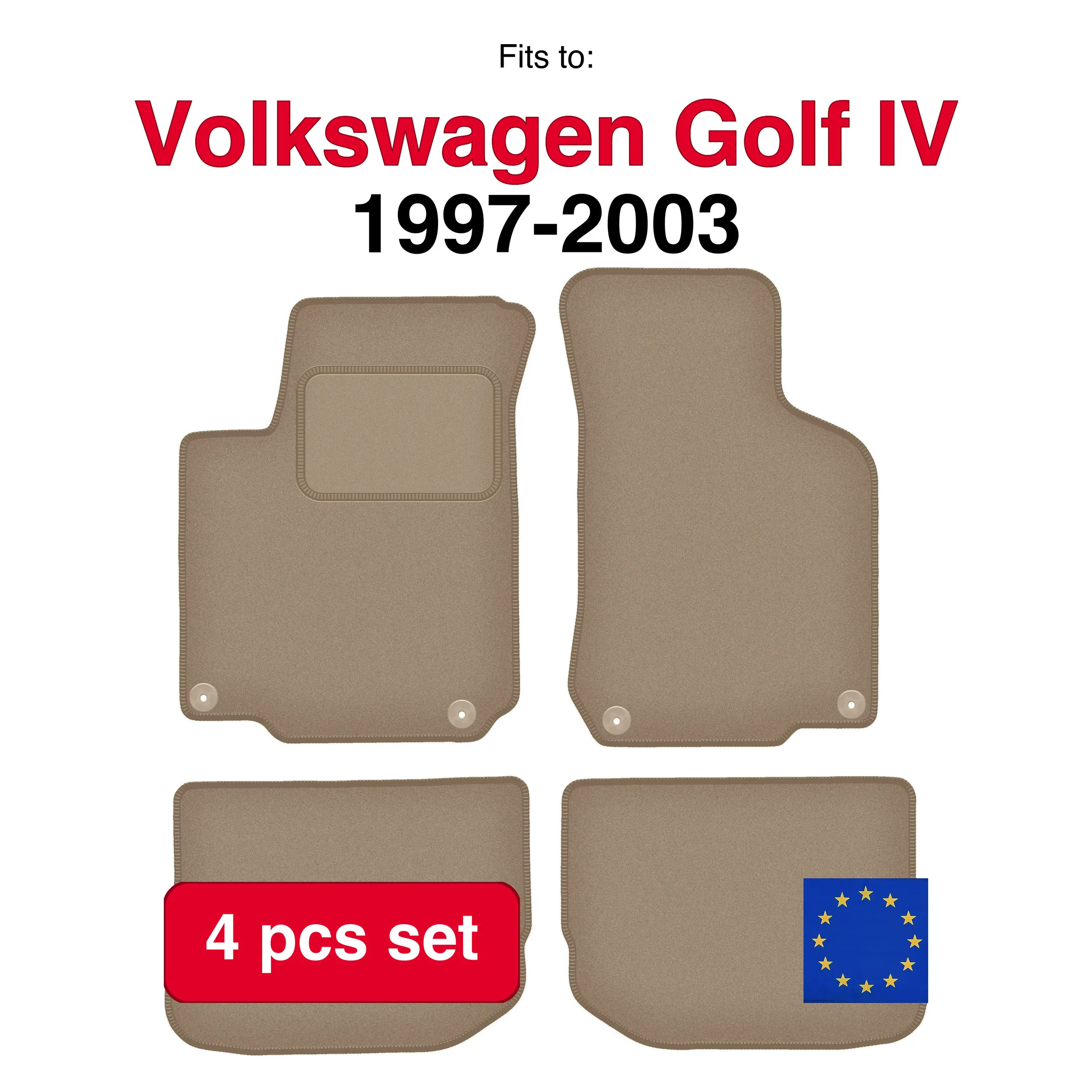 Image of Volkswagen Golf IV Schrägheck, Carvings, Variante (1997-2003) -beige (4 Stück) Autofußmatten