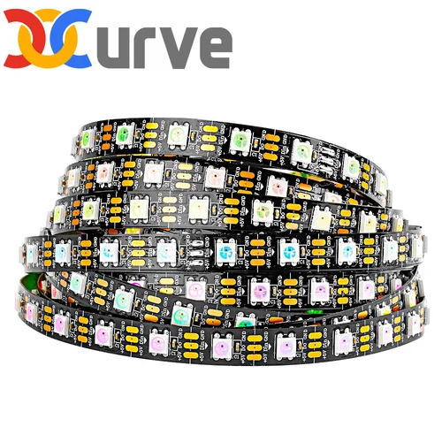 RGB Led 스트립 조명, 1m/2m/5m WS2812B 에코 30/60/100/144 픽셀/leds/m TV RGB Led 스트립 조명 WS2812 IC 개별 주소 지정 블랙/화이트 PCB DC5V 