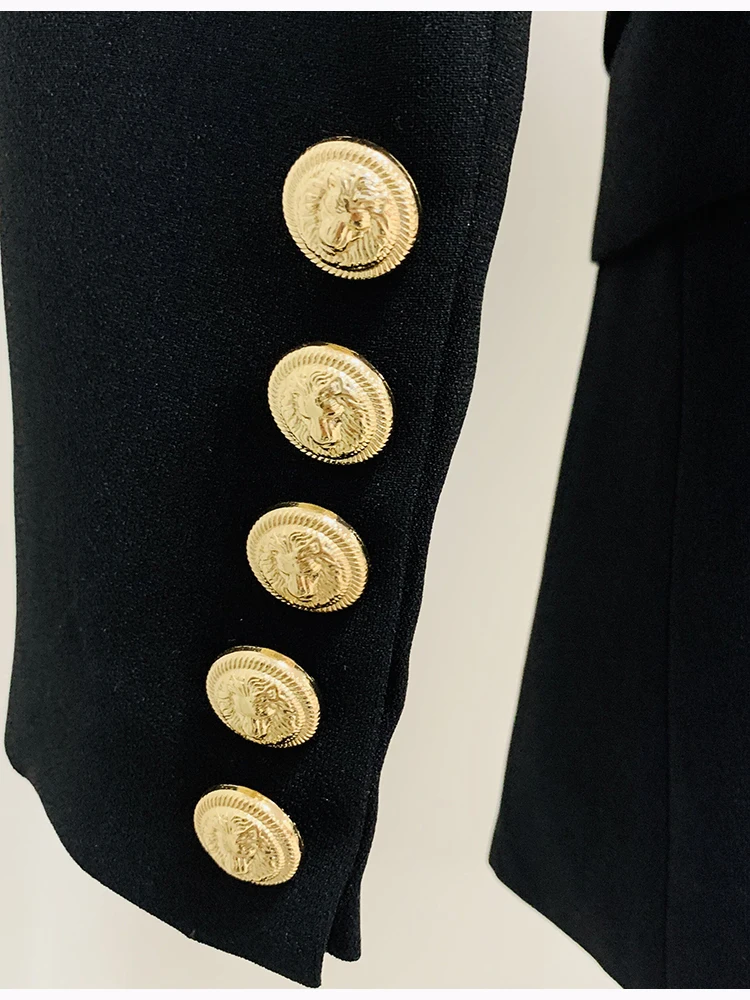 HIGH STREET-Chaqueta de diseño elegante para mujer, bléiser con hojas de Metal y cinturón, cuello chal, novedad de 2024