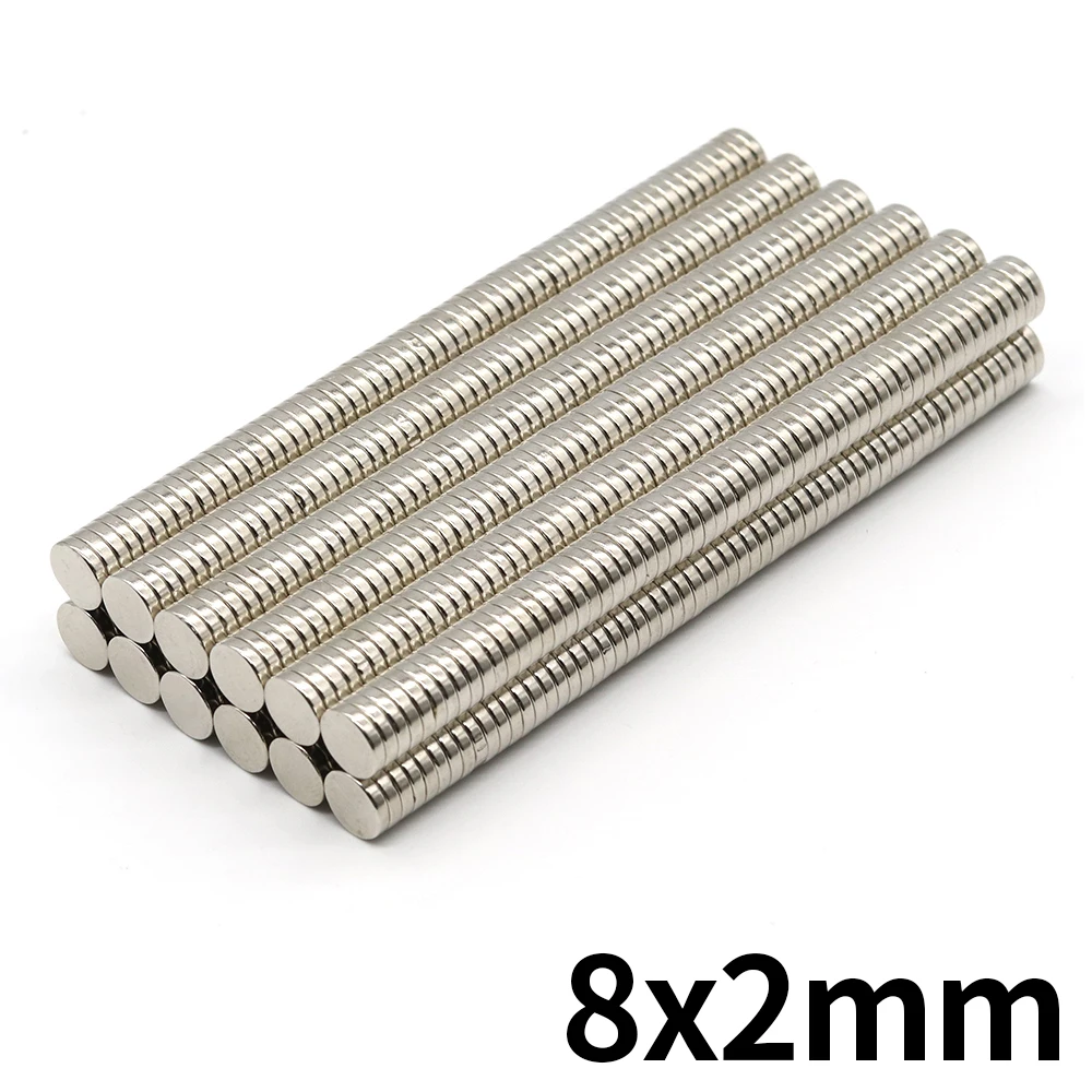 10~1000Pcs 8mm x 2mm N35 NdFeB Round Magnet Super Powerful Neodymium Magnets  Strong Permanent Magnetic imanes Disc 8x2