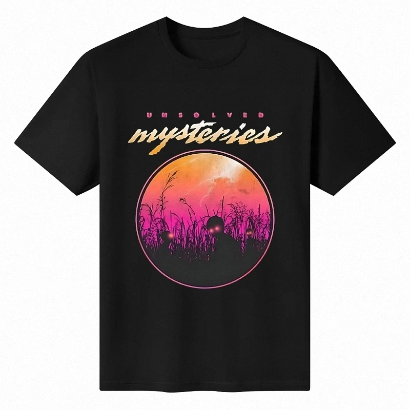 2024 New Unsolved Mysteries Creepy Alien Unisex Black Short Sleeve T-Shirt