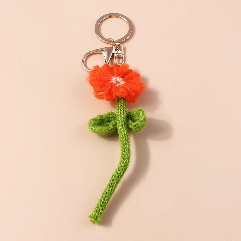 

Fashion Handmade Knitted Flower Keychains for Car Key Souvenir Gifts for Women Men Handbag Hanging Keyrings DIY Accessories