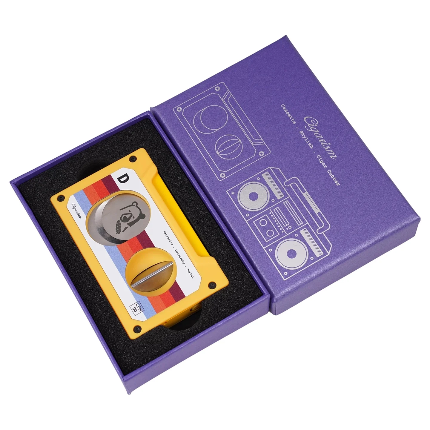 Retro Tape Cassette Triple-Function Multi-Purpose Cigar Cutter Punch Flat Clip V-Clip Scissors Home Garden view 5