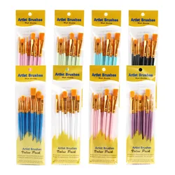 Nylon Oil Paintbrush Set For Acrylic,Oil Painting,Gouache,Watercolor,Plastic Rods,Children's Drawing Hand Painting DIY,10 Pcs