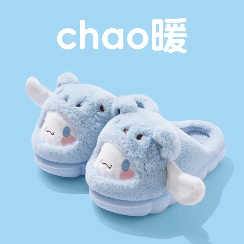 Pantoufles en peluche pour femmes Hello Kitty, chaudes, nouvelles, Cinnamoroll, Pompompurin, Kuromi, Sanrio, pantoufles d'hiver épaisses pour la maison