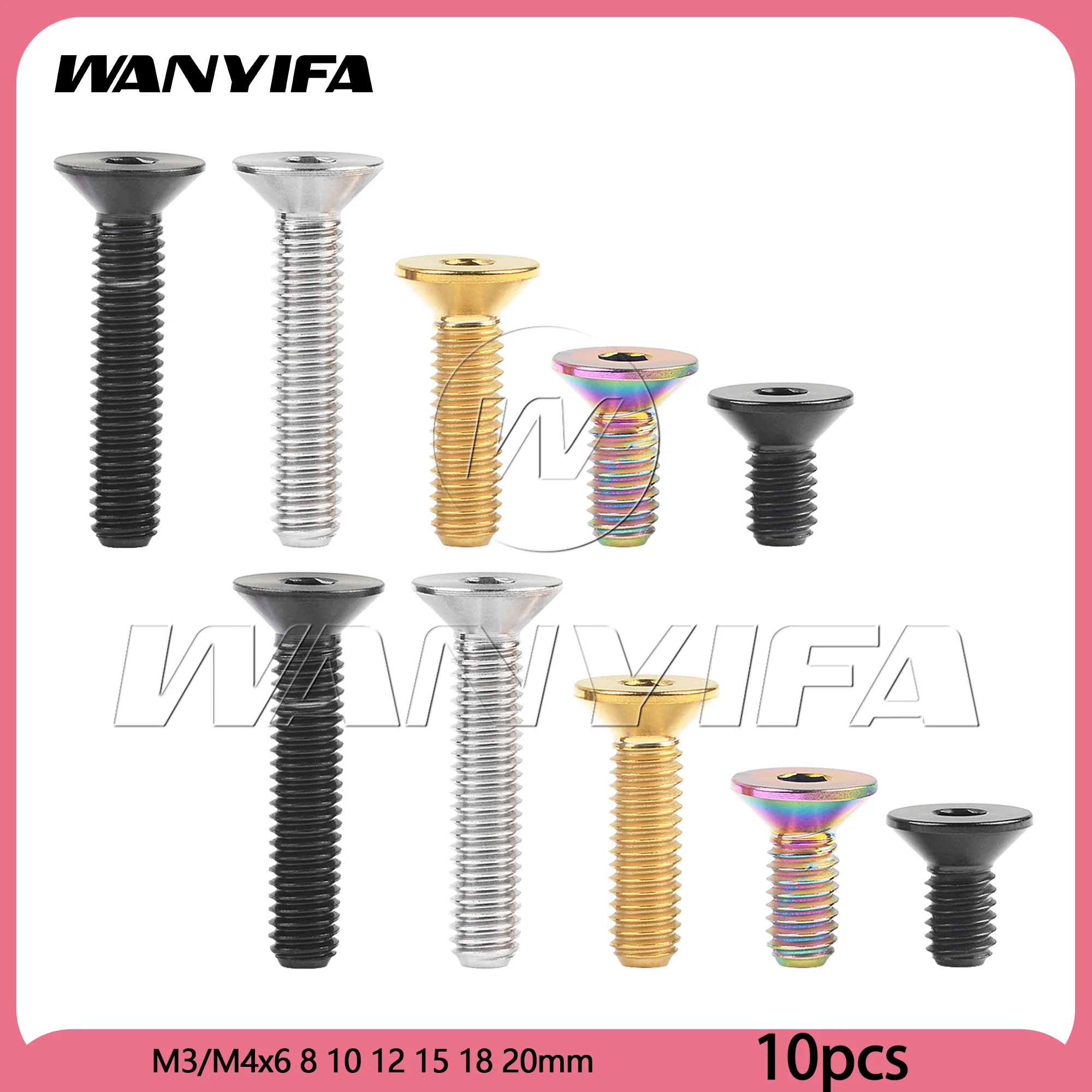 

Wanyifa 10pcs Titanium Bolts M3/M4x6 8 10 12 15 18 20mm Countersunk Hexagonal Screws Grade 5 Fastener for Motorcycle Bike