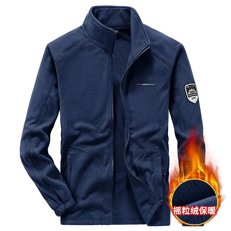 

Мужская флисовая куртка с воротником-стойкой, осенне-зимняя теплая походная теплая куртка на молнии, винтажная спортивная уличная толстовка, пальто