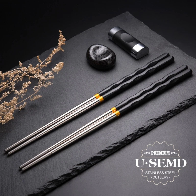 5Pairs /Set  Reusable Non-Slip Stainless Steel Chopsticks  Tableware Dinning Japanese Chopstick Sushi Food Sticks