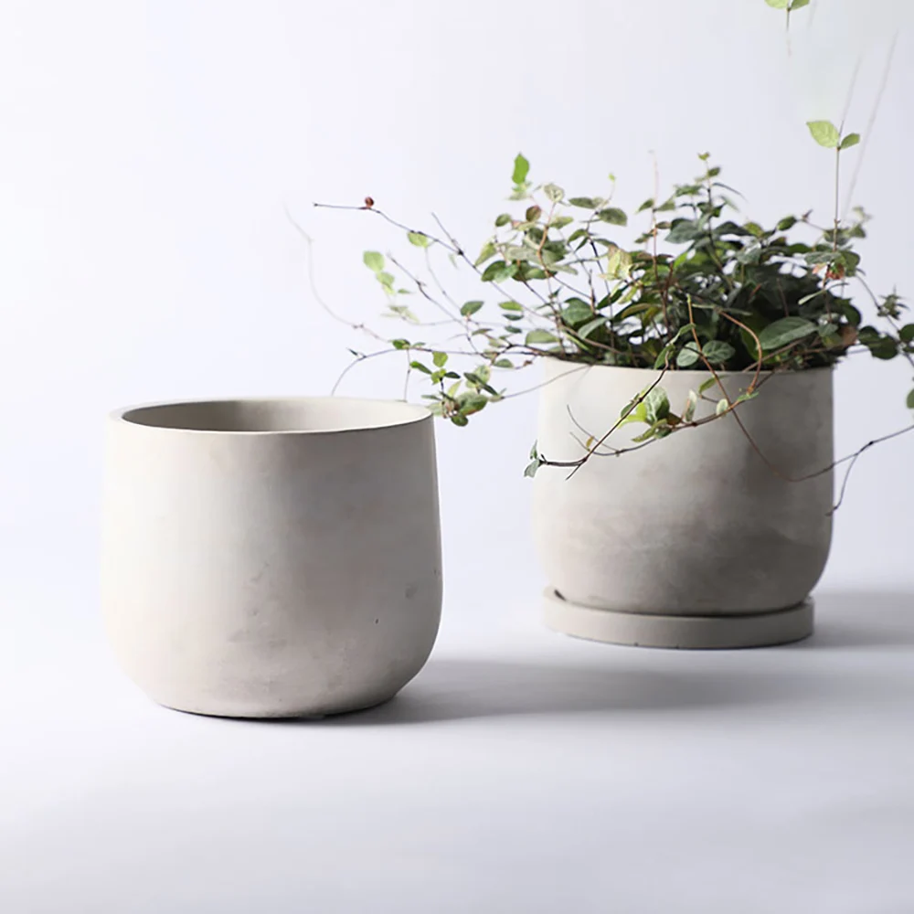 

Silicone Mold For Round Cement Large Flowerpot With Tray Mold Concrete Green Plant Container With Holes Jesmonite DIY Mould