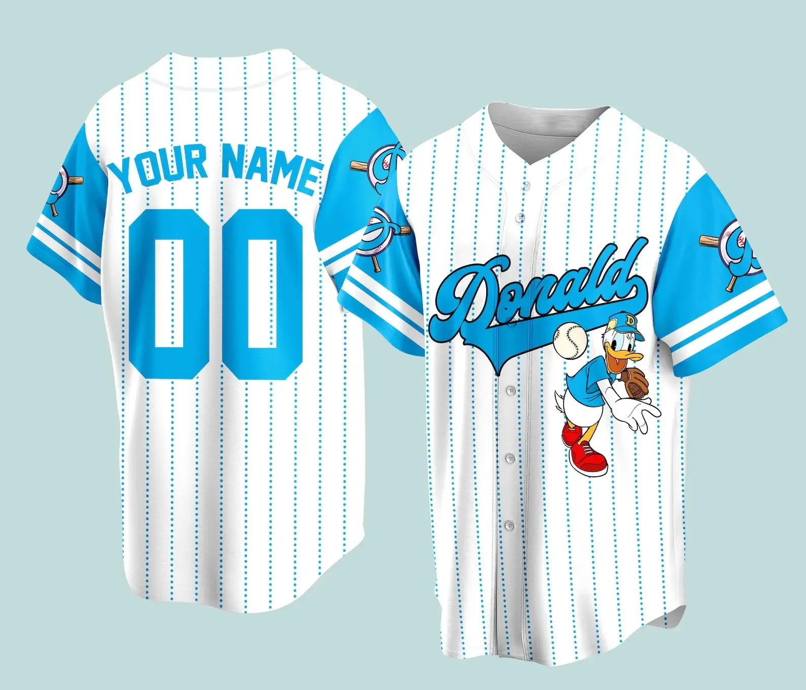 

Custom Name Disney Game Day Baseball Jersey Mickey And Friends Baseball Jersey Minnie Winnie the Pooh Stitch Baseball Jersey Men