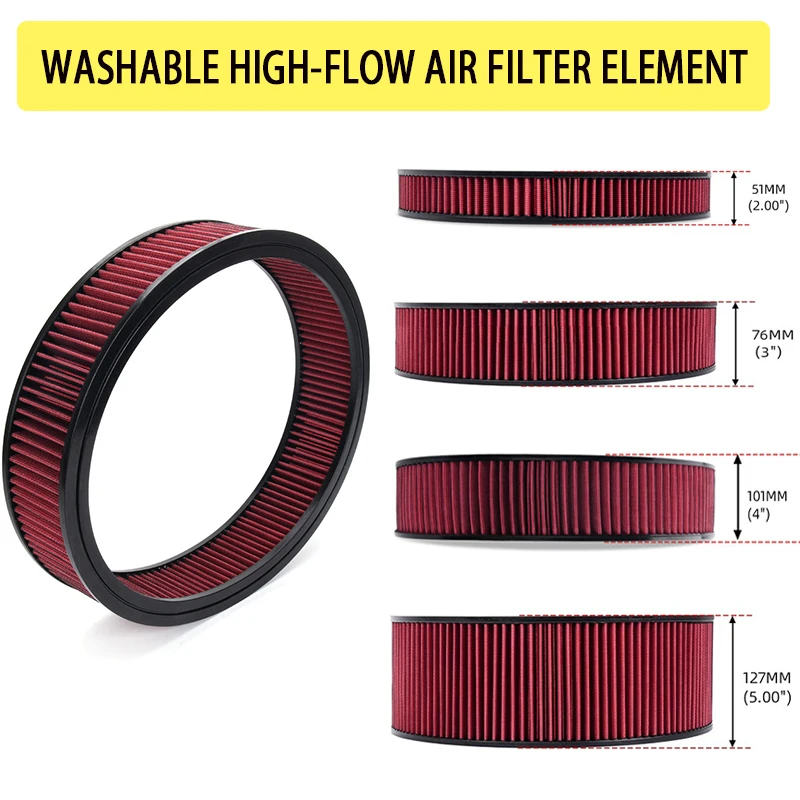 ZK Reusable Washable High Flow Round Air Filter Element Replacement For Modified Car 14
