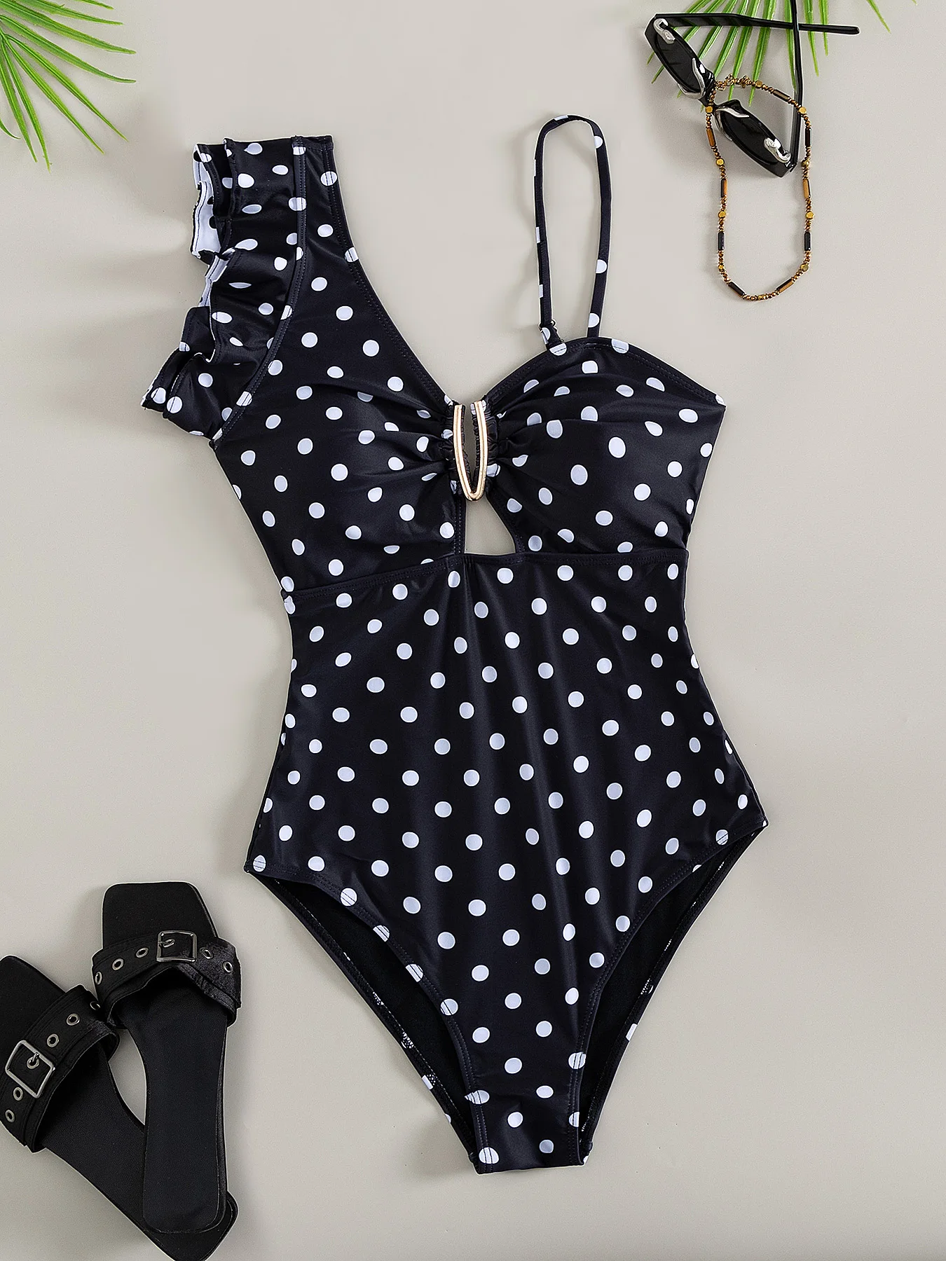 

Модный женский цельный купальник с рюшами на плечах, сексуальный женский боди с v-образным вырезом, женский классический купальный костюм, пляжная одежда 2026