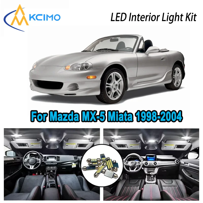 

For Mazda MX-5 Miata 1998-2004 1999 2000 2001 Premium Bright LED Interior Dome Map Trunk Light Kit Car Led Lamps Canbus No Error