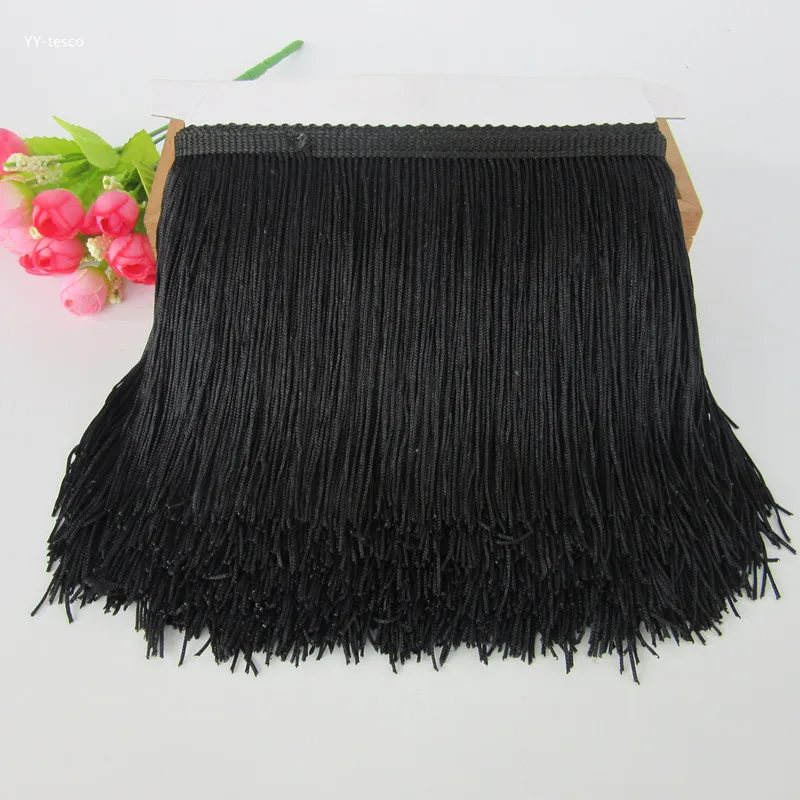 YY-tesco 10yard Orange Fringe Tassel Trimming Lace Latin Dress Macrame Dance Clothing Polyester Single Band 15cm Lace Ribbon