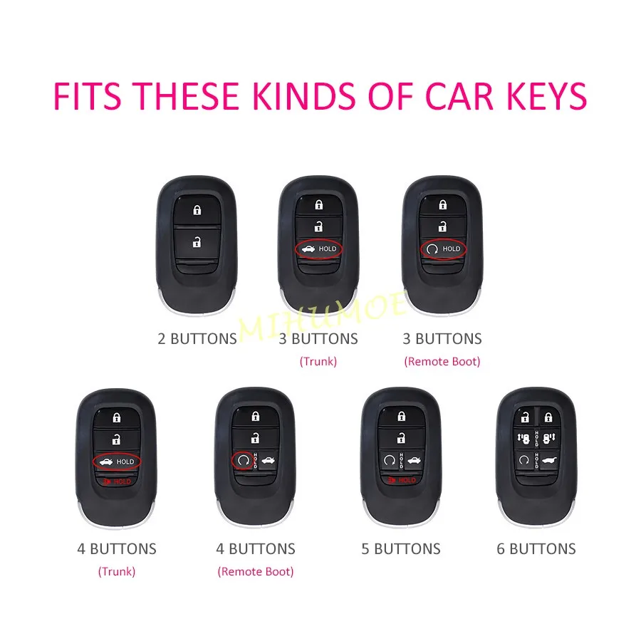 For Honda Civic Accord CRV HRV ZRV Pilot Vezel Odyssey Metal Leather Car Key Fob Case Cover Keychain CR-V HR-V ZR-V Accessories