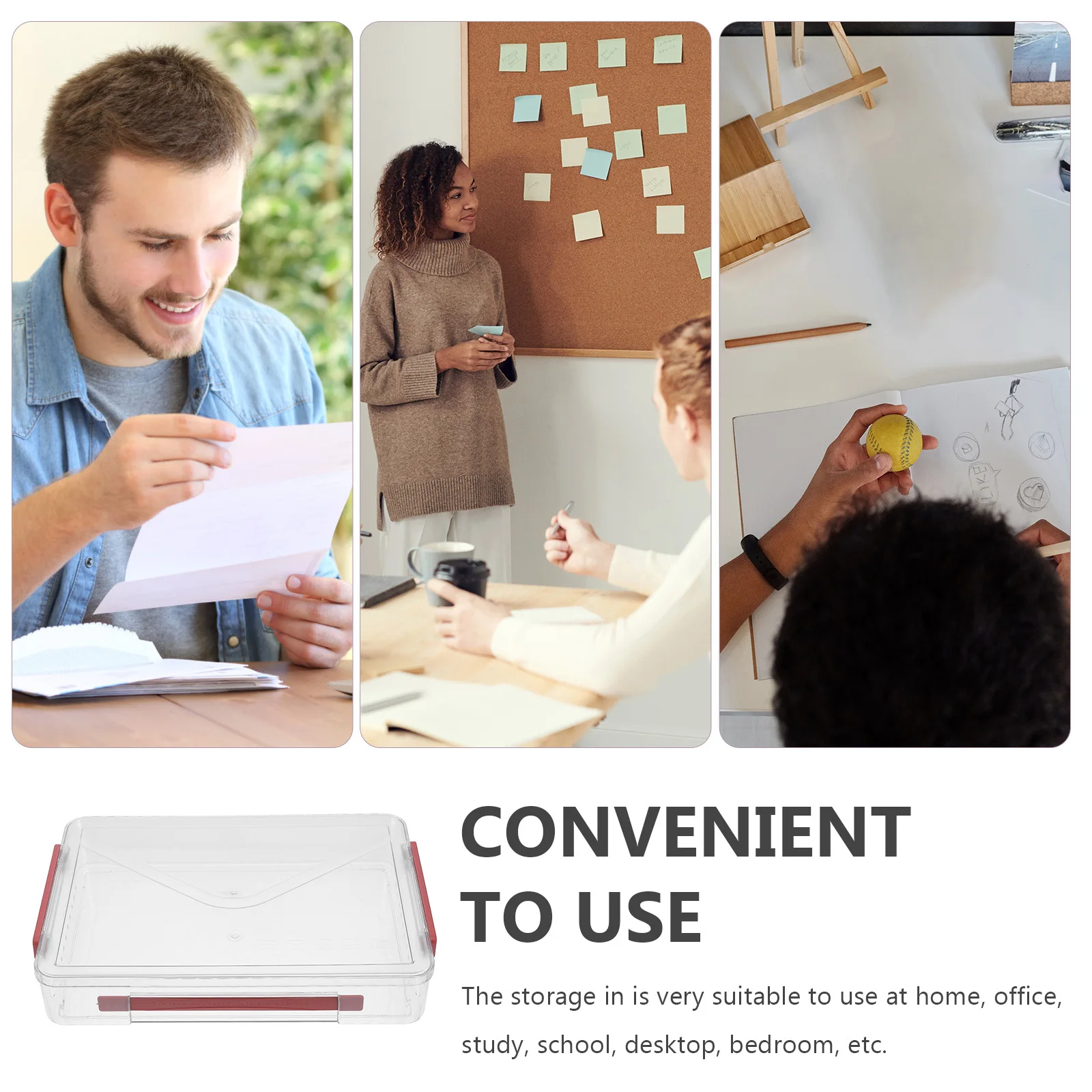 Pet Transparent Document Storage Box Portable Waterproof Organizer with Handle Clear File Case for Certificates Paper