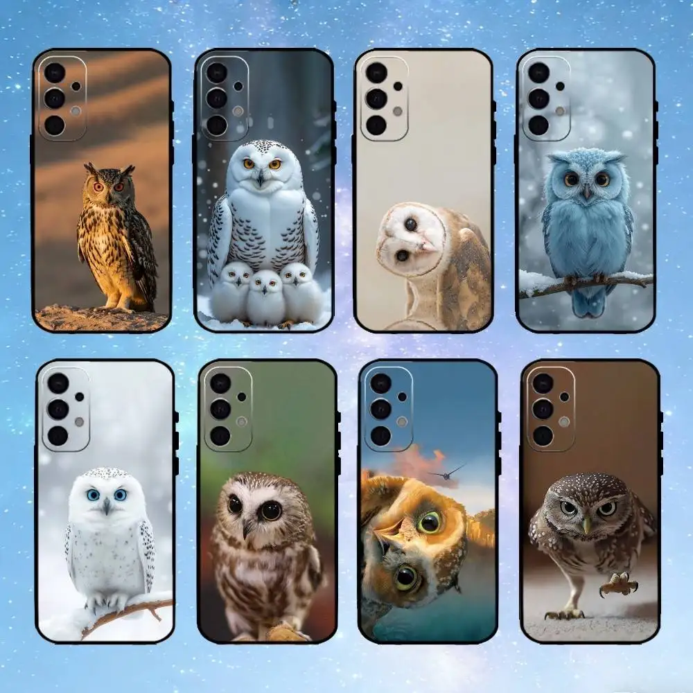 

Pet Cute Owl Phone Case For Samsung S25,S24,S23,S22,S21,S20,Ultra,Plus,FE Black Soft Cover