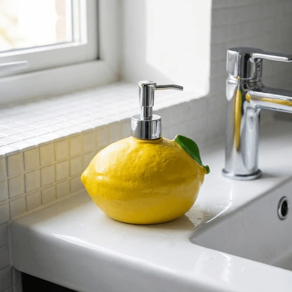 Vinyl Lemon Soap Dispenser Press Bottle Yellow Hand Sanitizer Bottle Decorative Fruit Shampoo Soap Dispenser Birthday Gift