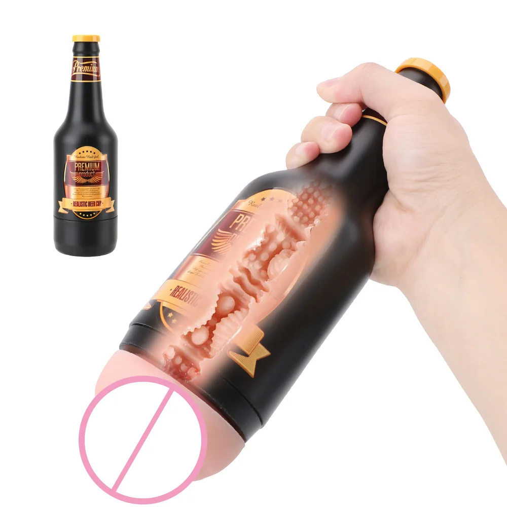 Sexy Beer Bottle Male Masturbator Vaginal Real Pussy for Men 18+ Glans Sucking Penis Exerciser Sex Toy Adult Erotic Product Shop