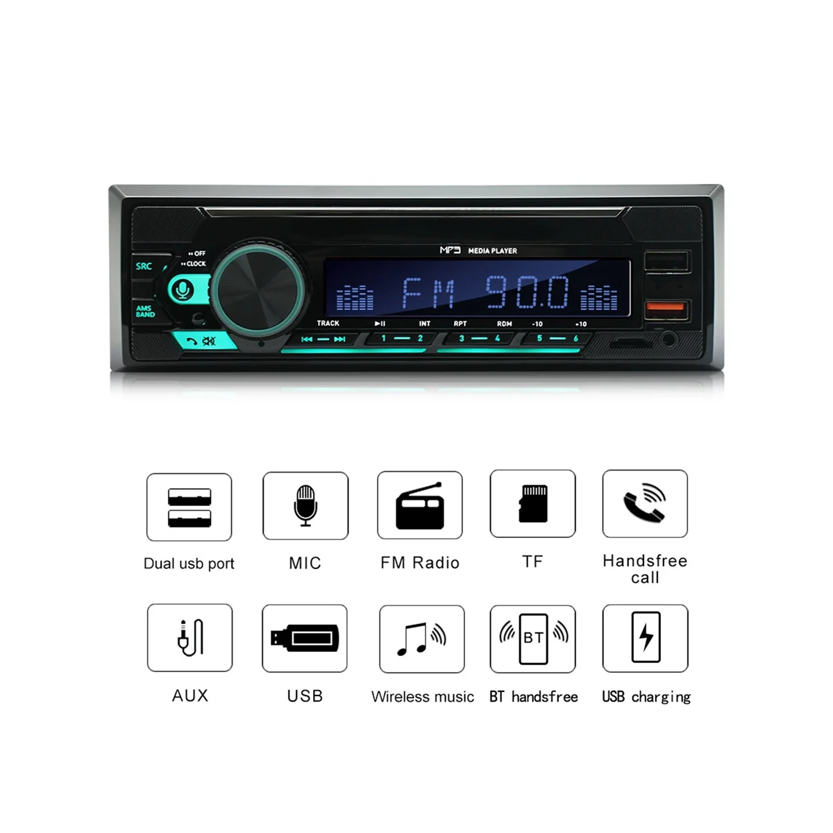 4Channel 45W Car Radio Car Bluetooth MP3 Player Multifunction Plug-In U Disk Car Radio with Multi-Color Function for Car