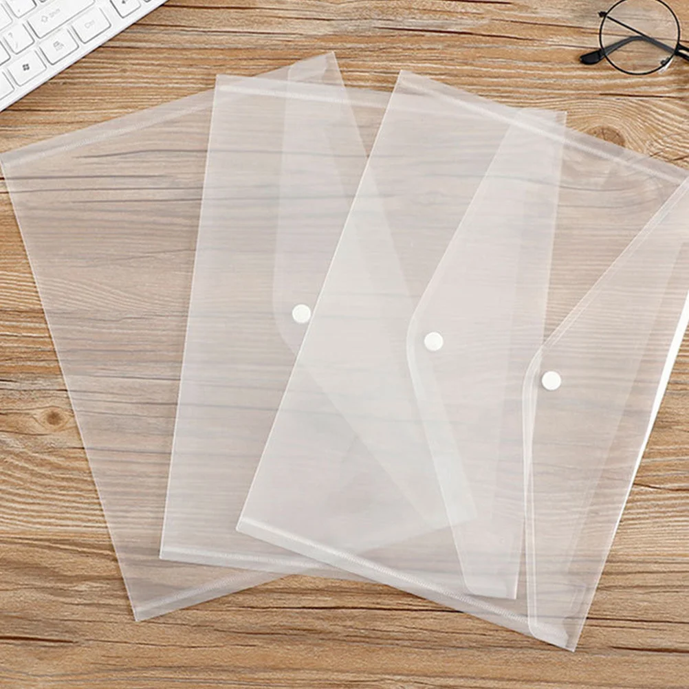 

6pcs Thick Button File Folders Pp Document Organizers Transparent Storage Bags For Office Transparent File Organizers School Use