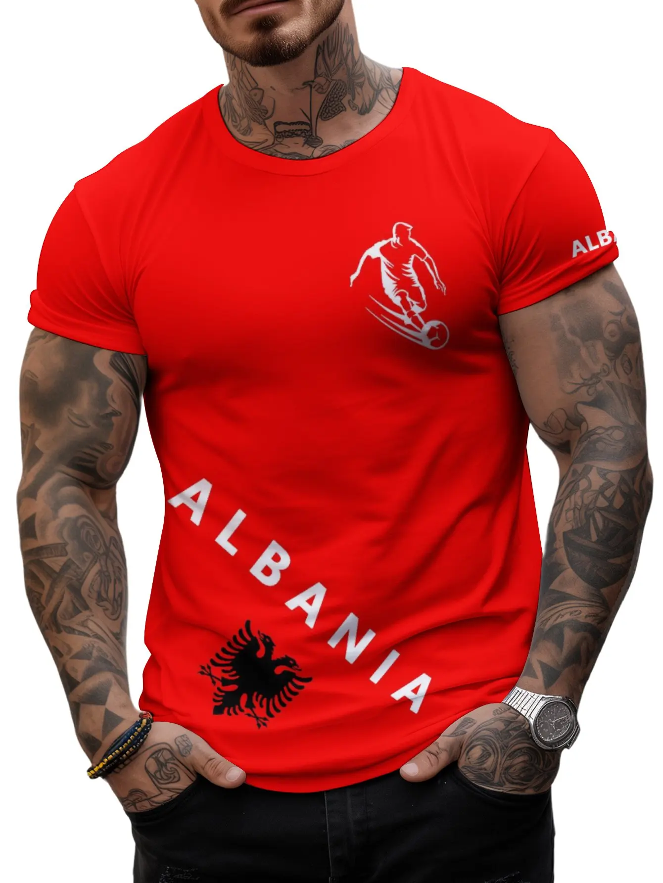 Albania Football Fan Gear Men's Soccer T-shirt 2024 Summer Short Sleeve Oversized Clothing 3D Printed Casual Fashion Tops