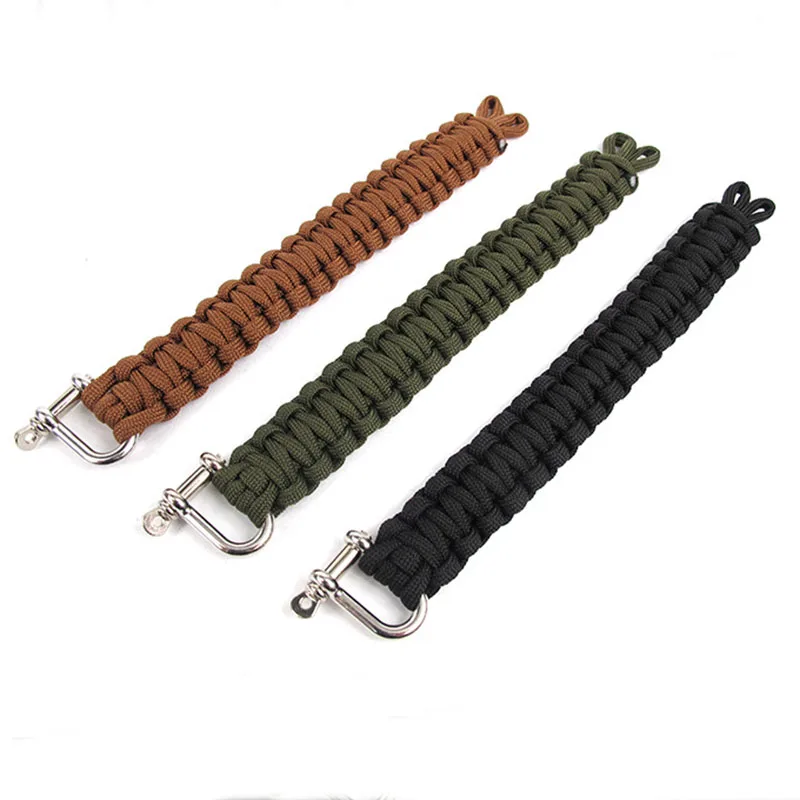 Seven Core Umbrella Rope Braided Survival Alloy U Buckle Escape Emergency Umbrella Rope Bracelet Rescue Bracelet