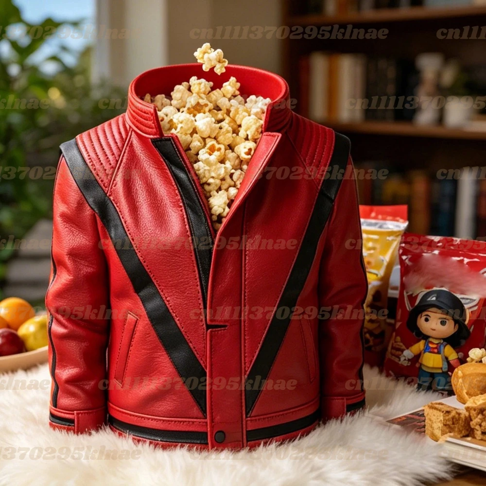 Cubo para Palomitas de Maíz de Michael Jackson, Chaqueta Roja Creativa, Recuerdo Coleccionable de Cine, Regalo