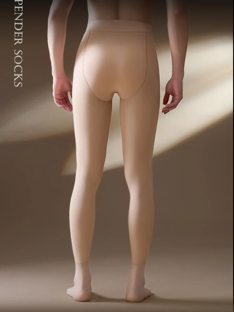 

Large SizeSissy Open Pouch Lingerie Stocking Men Seamless Pantyhose Velvet Fleece Leggings Winter Warm Thermal Underwear Bottom