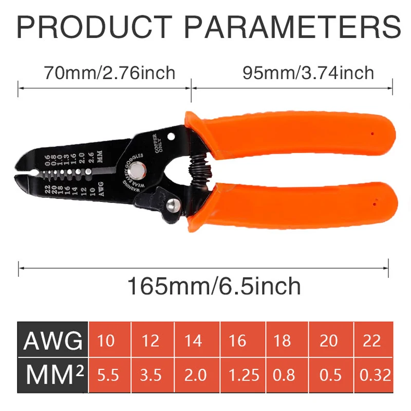 6.5-inch 3-in-1 Multi-Function Hand Tool with Stripping/Cutting/Gripping Function Copper Wire Stripping Tool Pliers