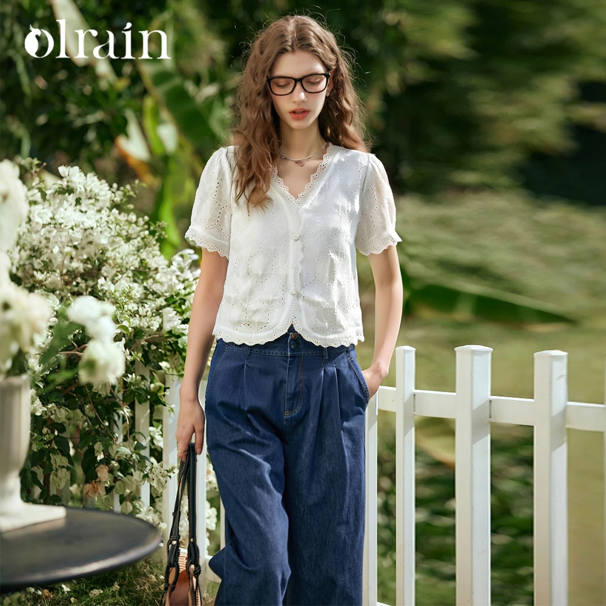 

OLrain Women's White Vacation Shirts & Blouses 2025 Fashion Lady Short Sleeve Cotton Shirt Woman Tops Female Clothing O57XX96366