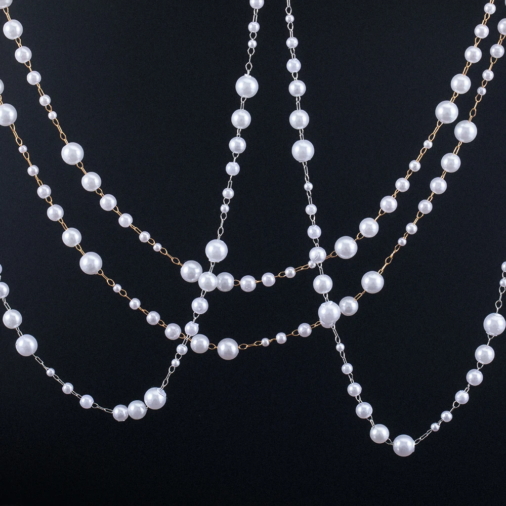 

2M 1M 3-8mm Imitation Pearl Beaded Chain Copper Link Chain for Jewelry Making DIY Bracelet Necklace Accessories Crafts Findings