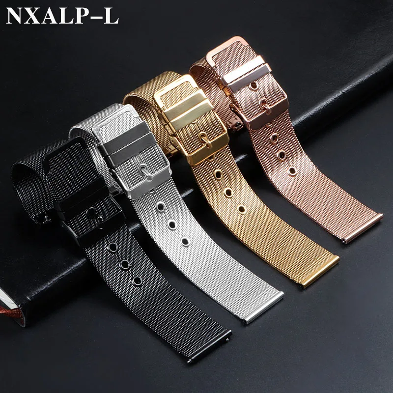 Mesh Milanese Watchband 18mm 20mm 22mm Quick Release Universal Stainless Steel Metal Watch Band Strap Bracelet Black Rose Gold