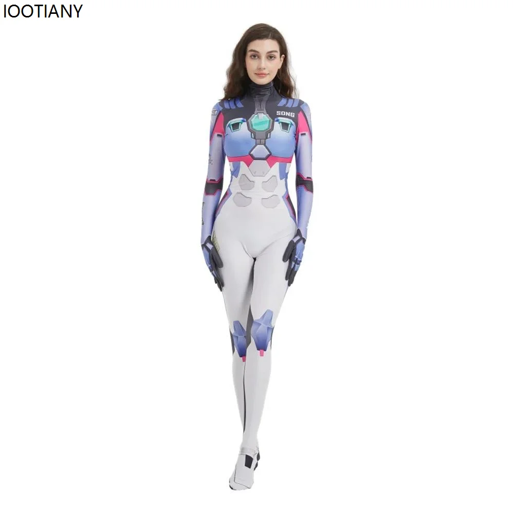 Halloween Vrouwen Spel Netwerk Armor Cosplay Jumpsuit Mechanische Combat Mecha Maskerade Party Zentai Pak Rave Outfit Bodysuits