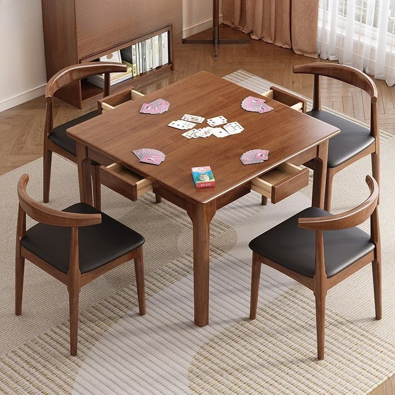 Square solid wood table chess and card table playing table small square table eight immortals table household dining table