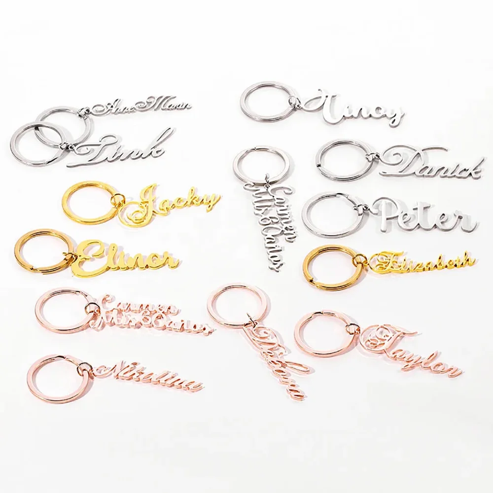 Custom Stainless Steel Keychain Personalized Name Letter Keyring For Men Women Fashion Jewelry Gifts Wholesale Dropshipping