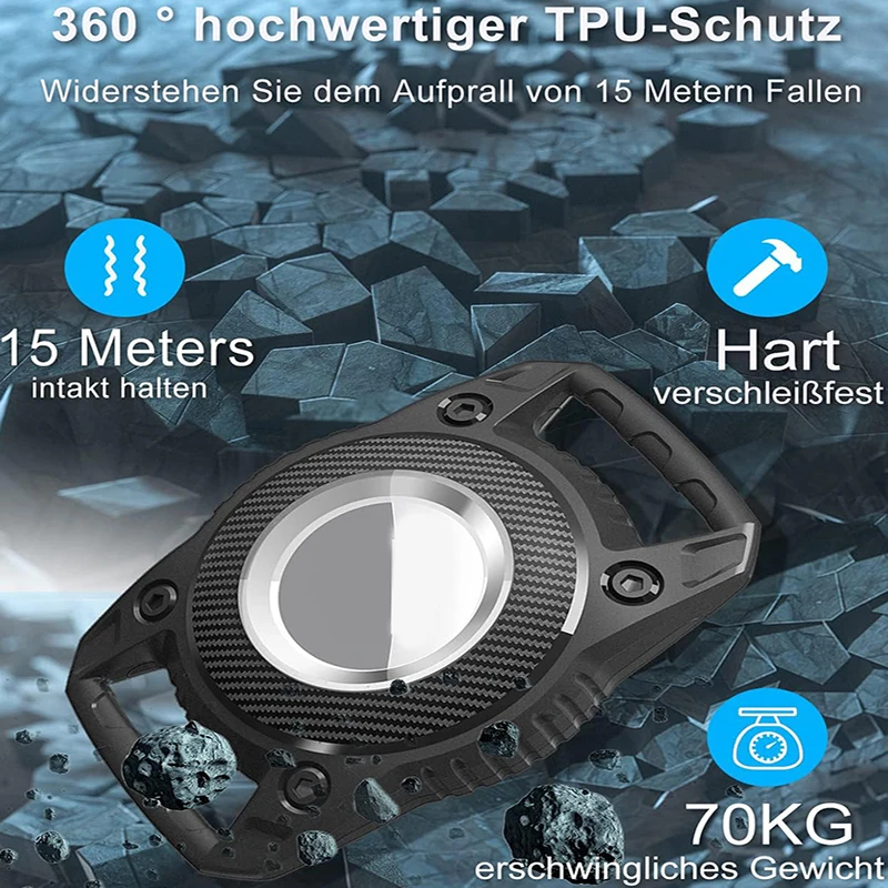 حامل Airtag مقاوم للماء من GITFOS لهاتف Apple Airtag، حافظة مفاتيح صلبة من مادة البولي يوريثان الحراري مع حلقة مفاتيح للأمتعة والكلاب والقطط