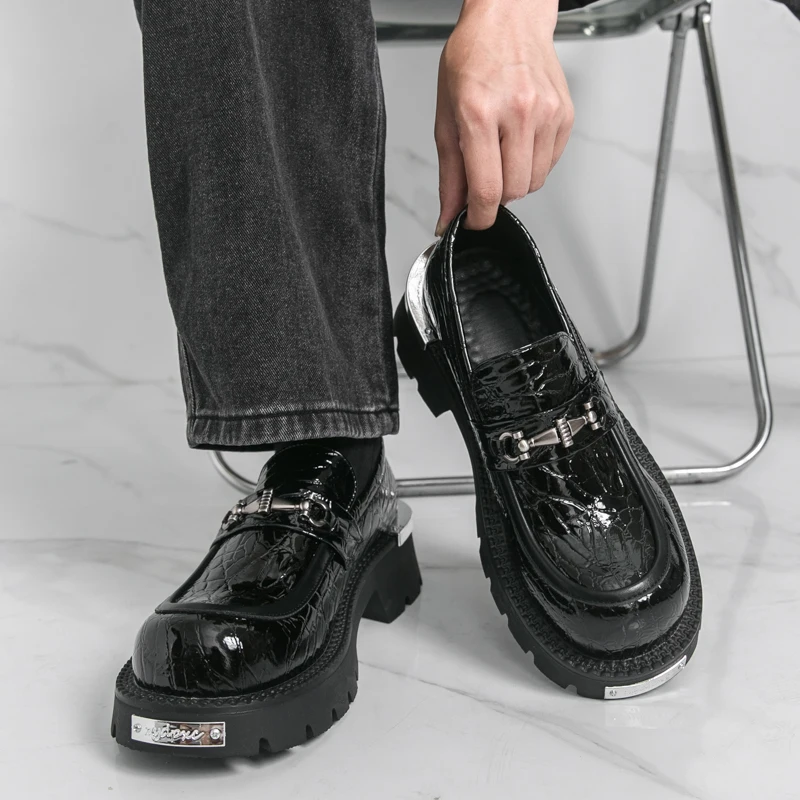 

Мужская обувь, мужские модные туфли дерби на толстой подошве со шнуровкой и металлическим носком, деловая банкетная мужская обувь, размеры 38-46