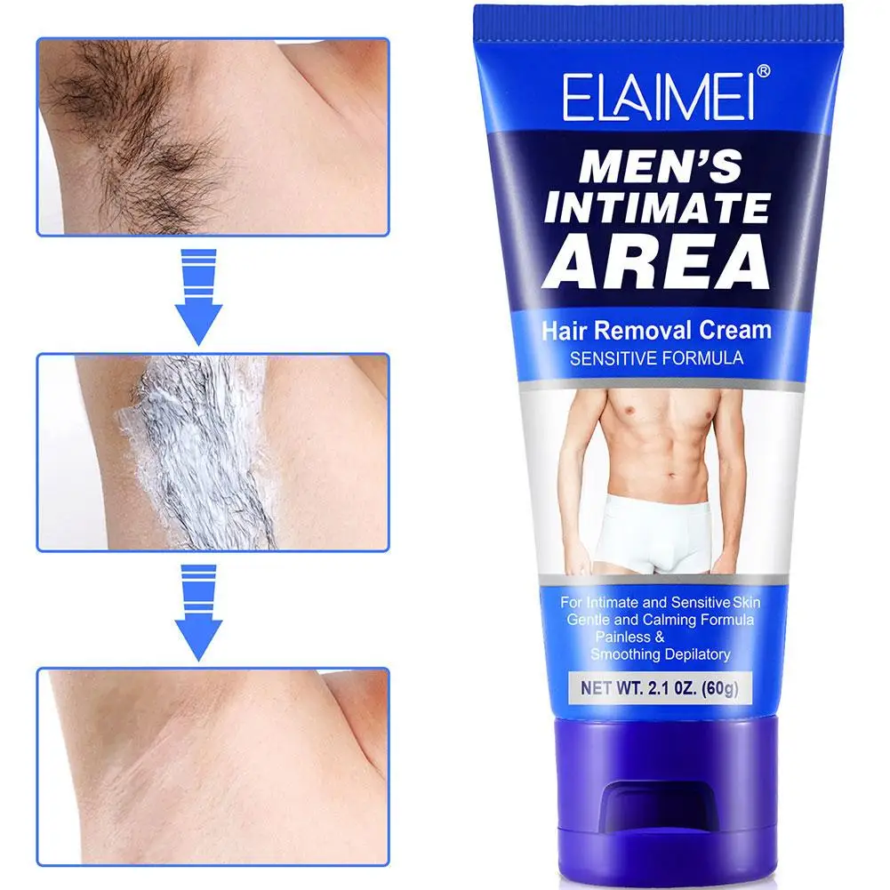 Intimate Hair Removal Cream For Men Depilatory Cream Genitals Painless Hair Remover Cream Private Areas Body Underarms 60g